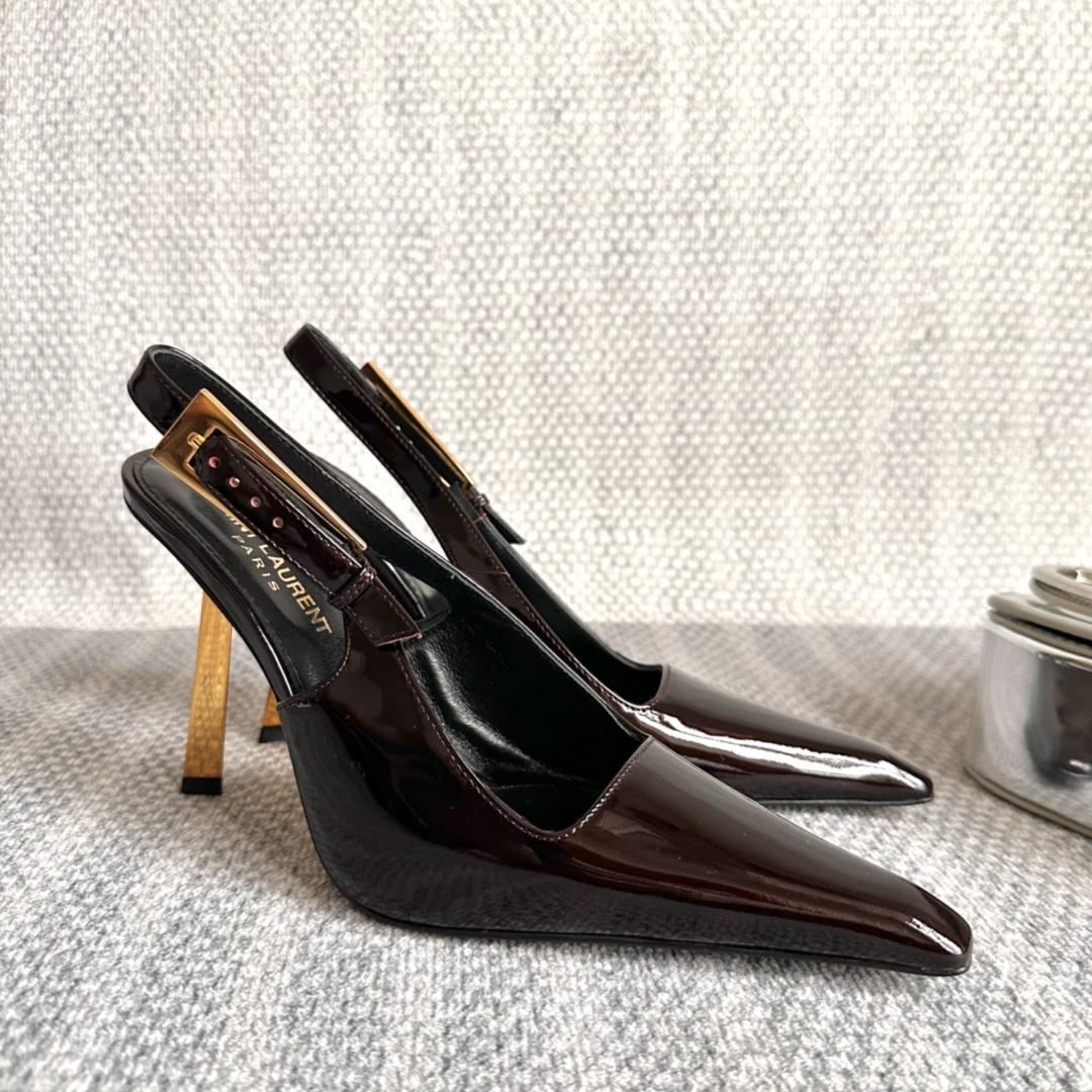 Saint Laurent Lee Slingback Pumps In Patent Leather - PerfectKickZ