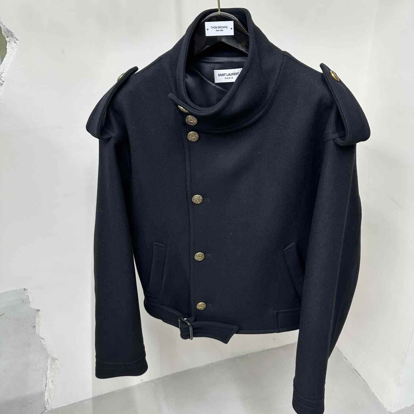 Saint Laurent Button-up Wool Military Jacket - PerfectKickZ