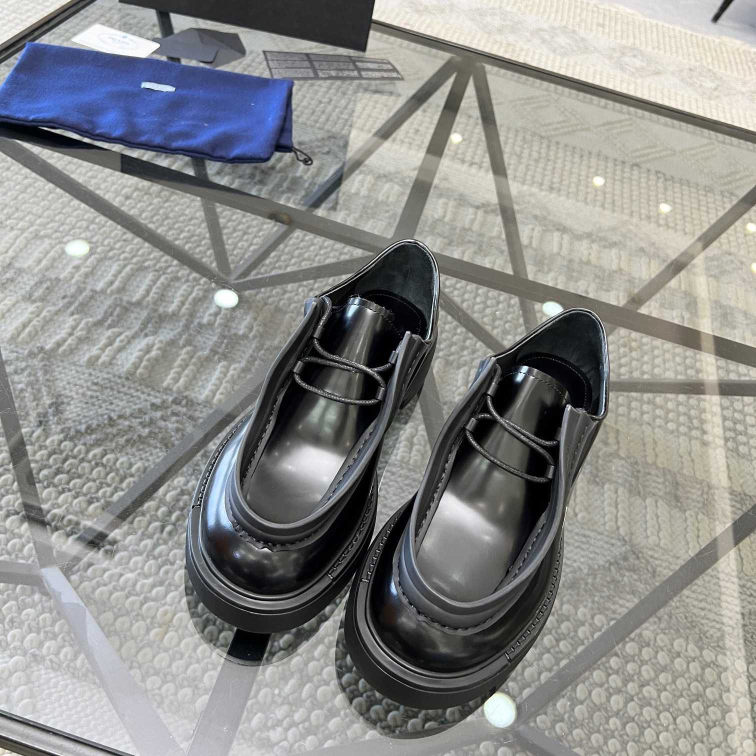 Prada Brushed Leather Lace-up Shoes - PerfectKickZ
