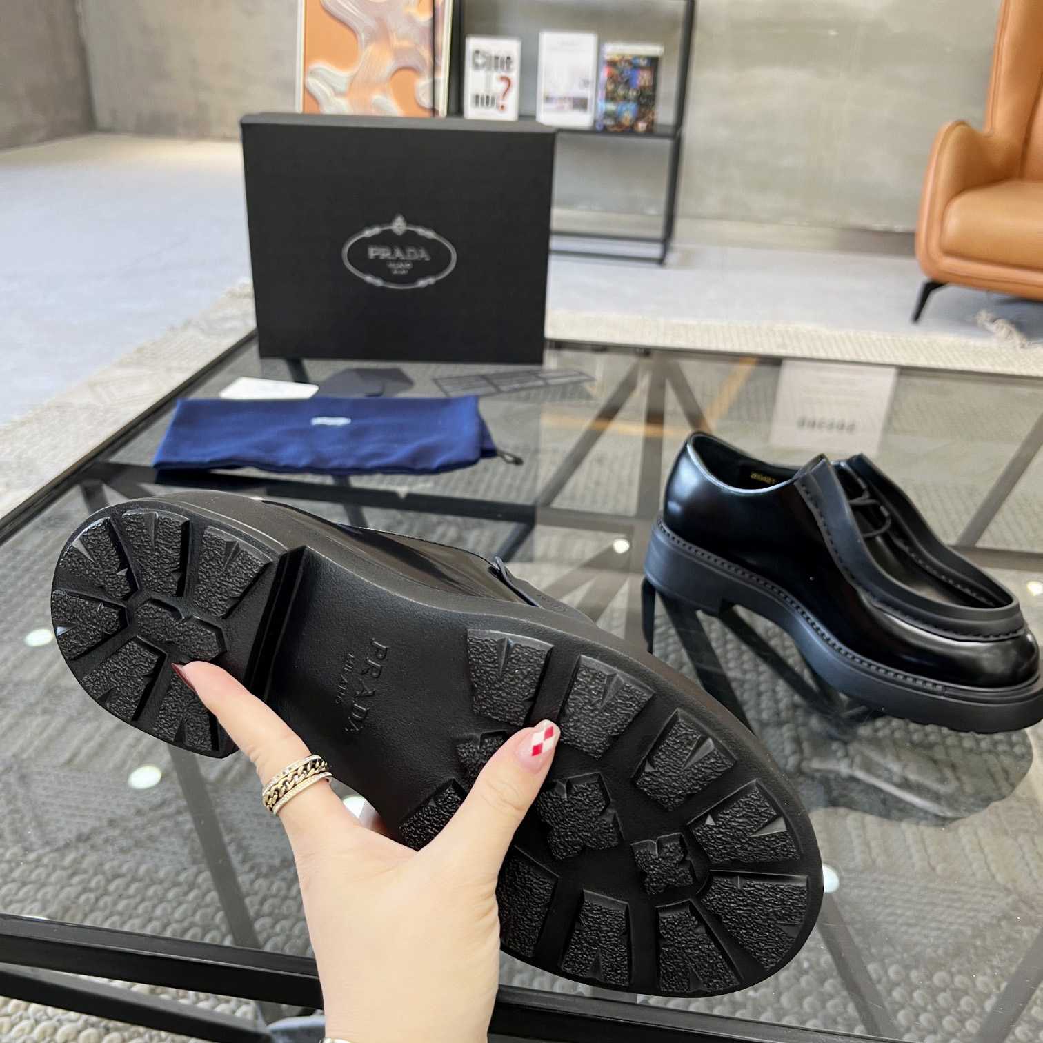 Prada Brushed Leather Lace-up Shoes - PerfectKickZ