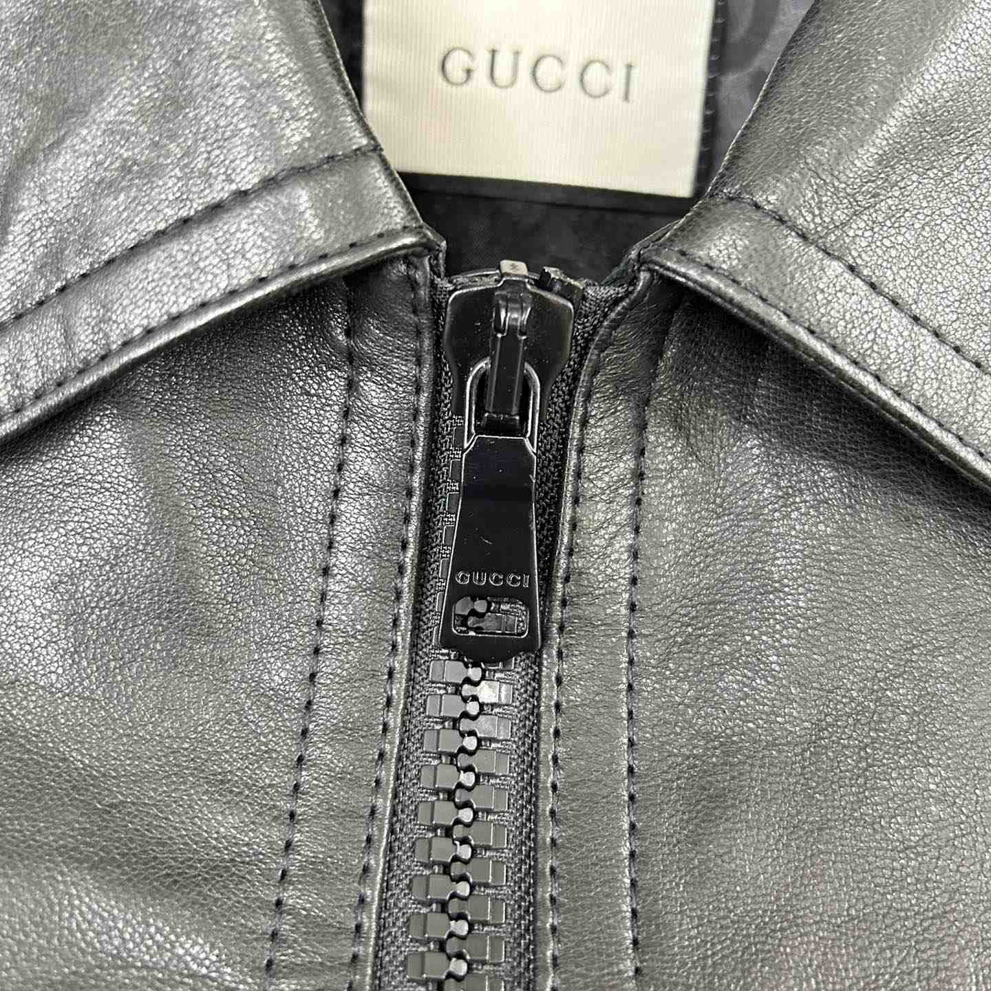 Gucci Leather Bomber Jacket - PerfectKickZ