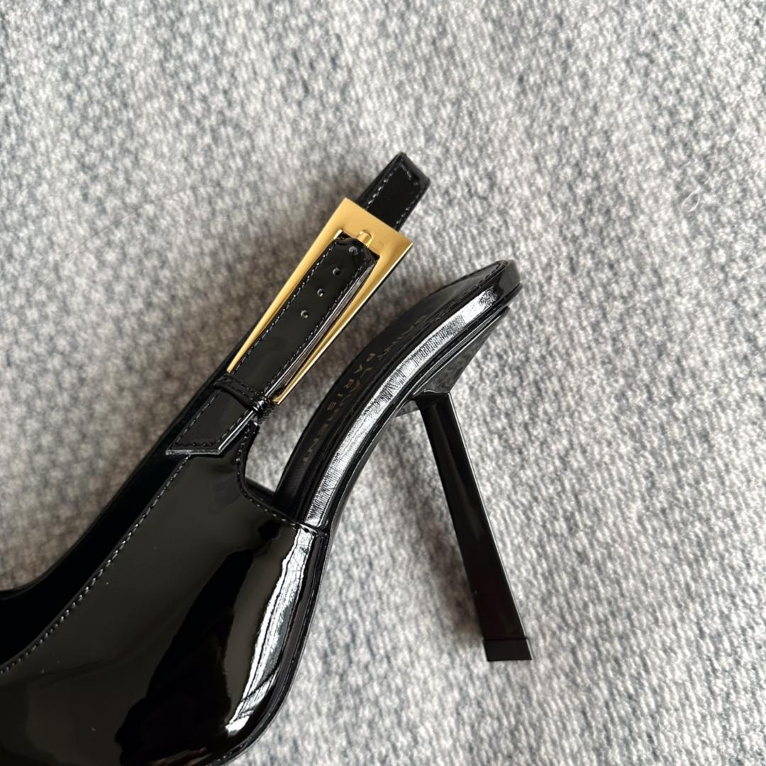 Saint Laurent Lee Slingback Pumps In Patent Leather - PerfectKickZ