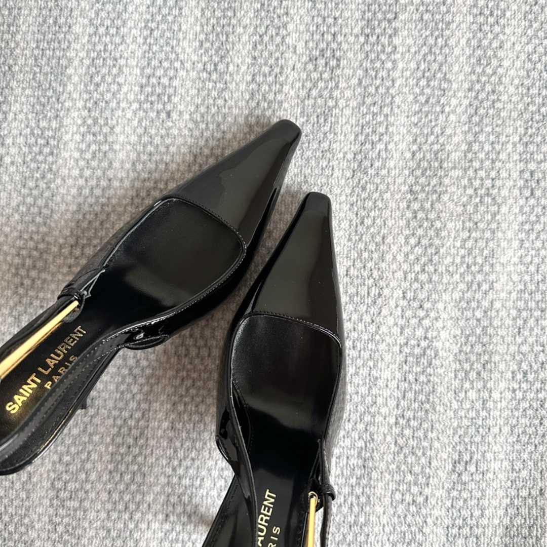 Saint Laurent Lee Slingback Pumps In Patent Leather - 