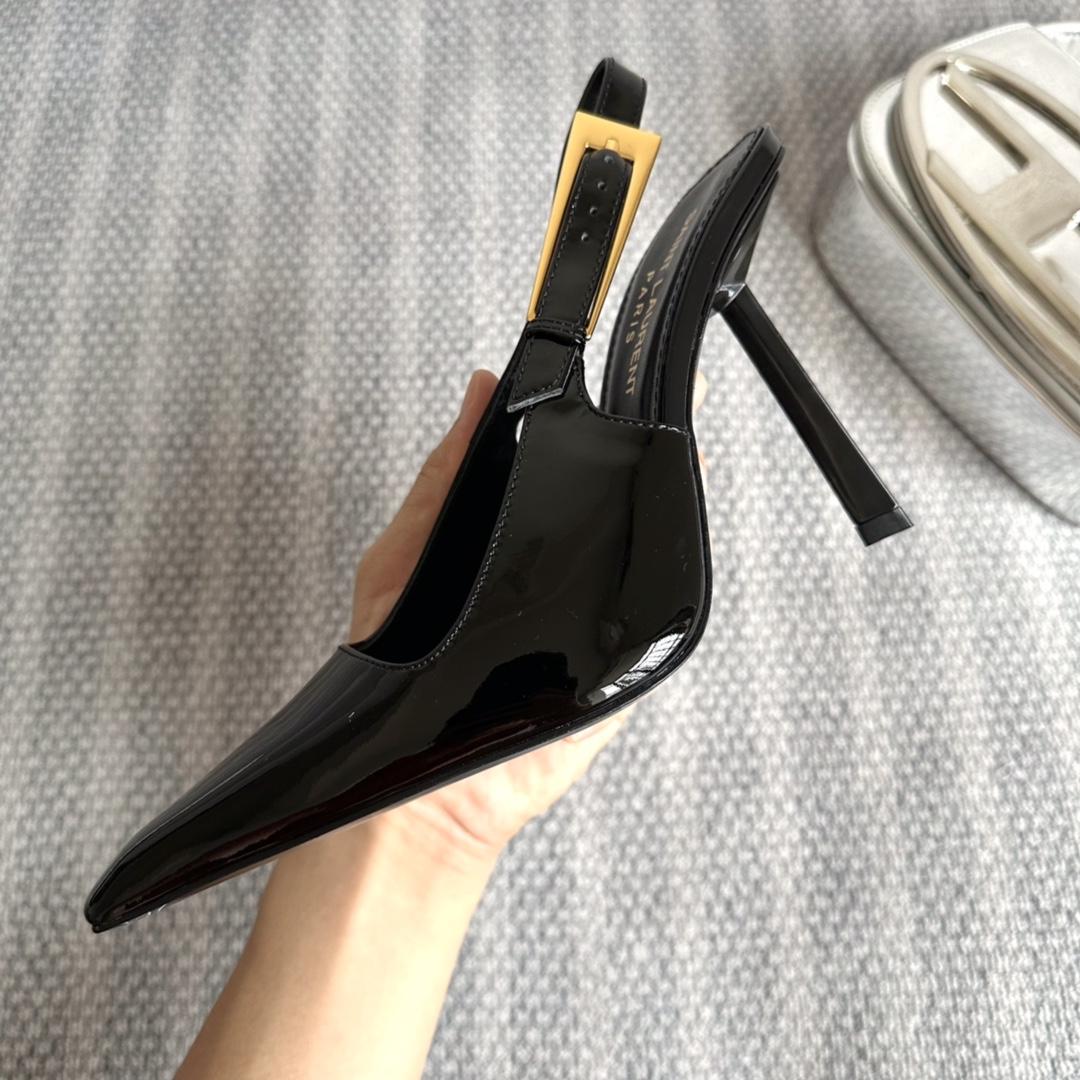 Saint Laurent Lee Slingback Pumps In Patent Leather - 