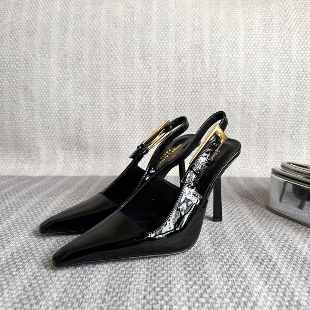 Saint Laurent Lee Slingback Pumps In Patent Leather - 