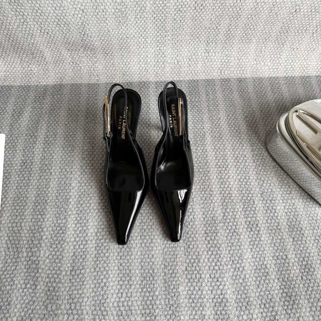 Saint Laurent Lee Slingback Pumps In Patent Leather - 