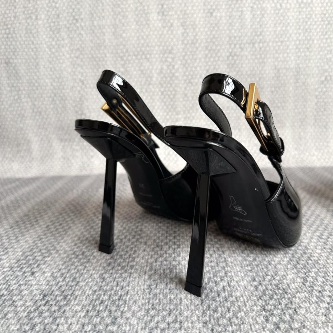 Saint Laurent Lee Slingback Pumps In Patent Leather - 