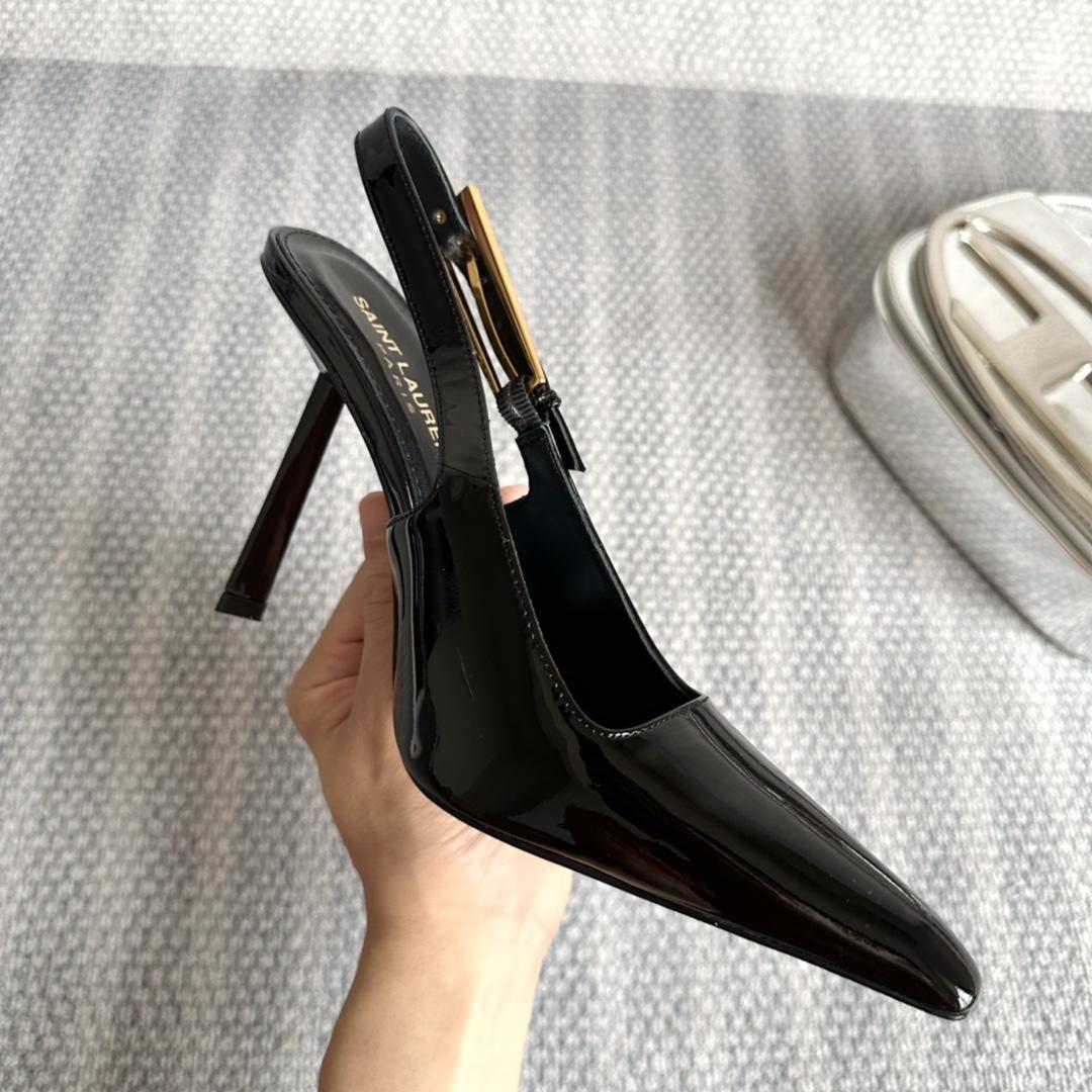 Saint Laurent Lee Slingback Pumps In Patent Leather - 