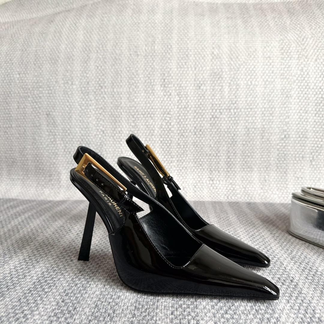 Saint Laurent Lee Slingback Pumps In Patent Leather - PerfectKickZ