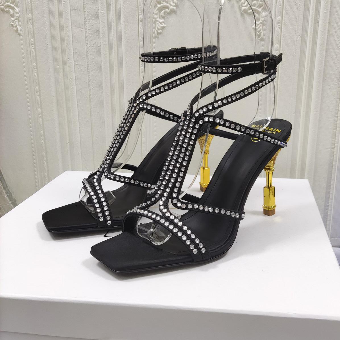 Balmain Moneta 95mm Crystal-embellished Sandals - PerfectKickZ