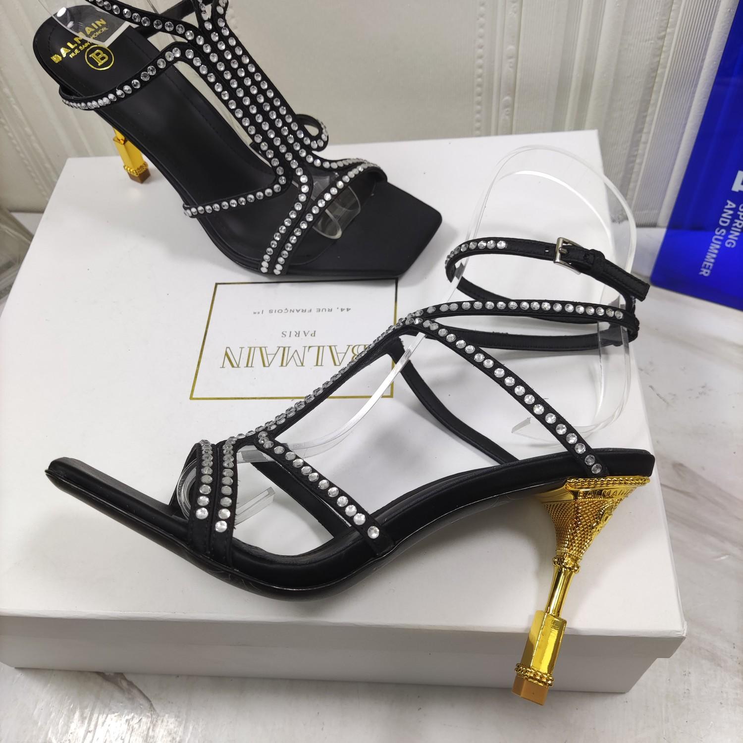 Balmain Moneta 95mm Crystal-embellished Sandals - PerfectKickZ