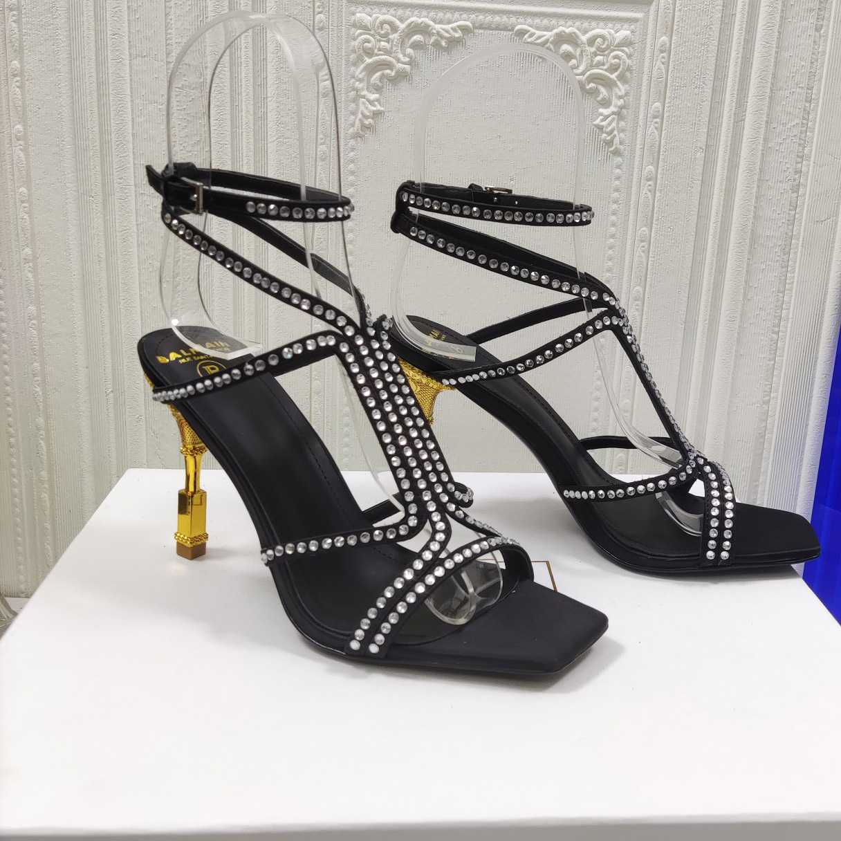 Balmain Moneta 95mm Crystal-embellished Sandals - PerfectKickZ