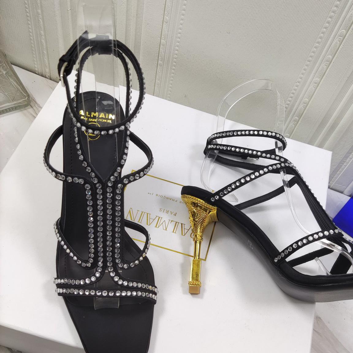 Balmain Moneta 95mm Crystal-embellished Sandals - PerfectKickZ