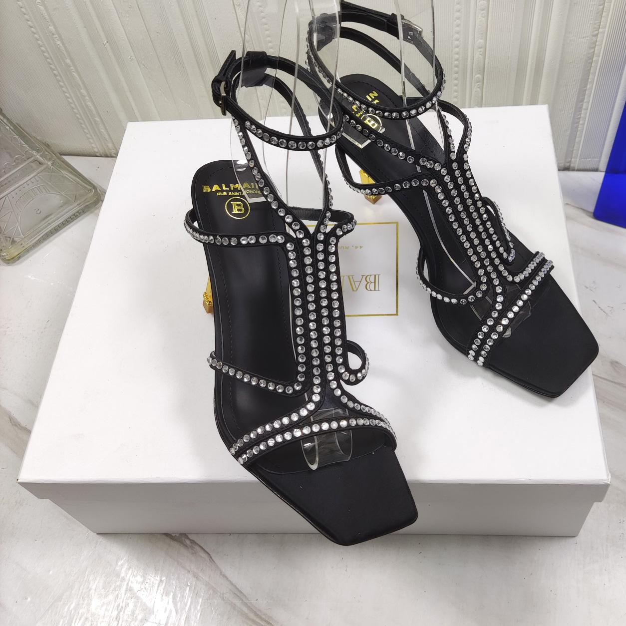Balmain Moneta 95mm Crystal-embellished Sandals - PerfectKickZ