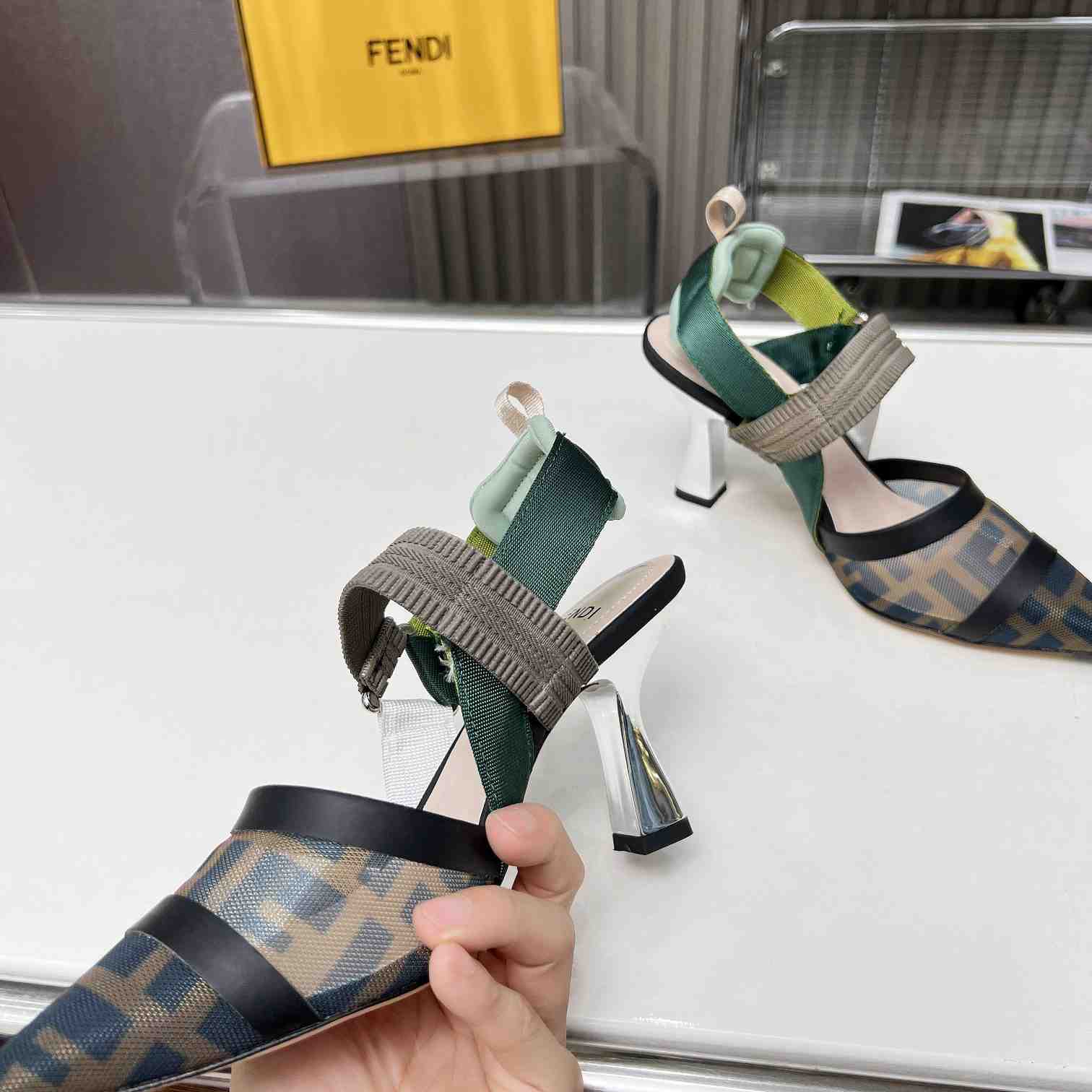 Fendi Colibrì Brown Mesh High-heeled Slingbacks - PerfectKickZ