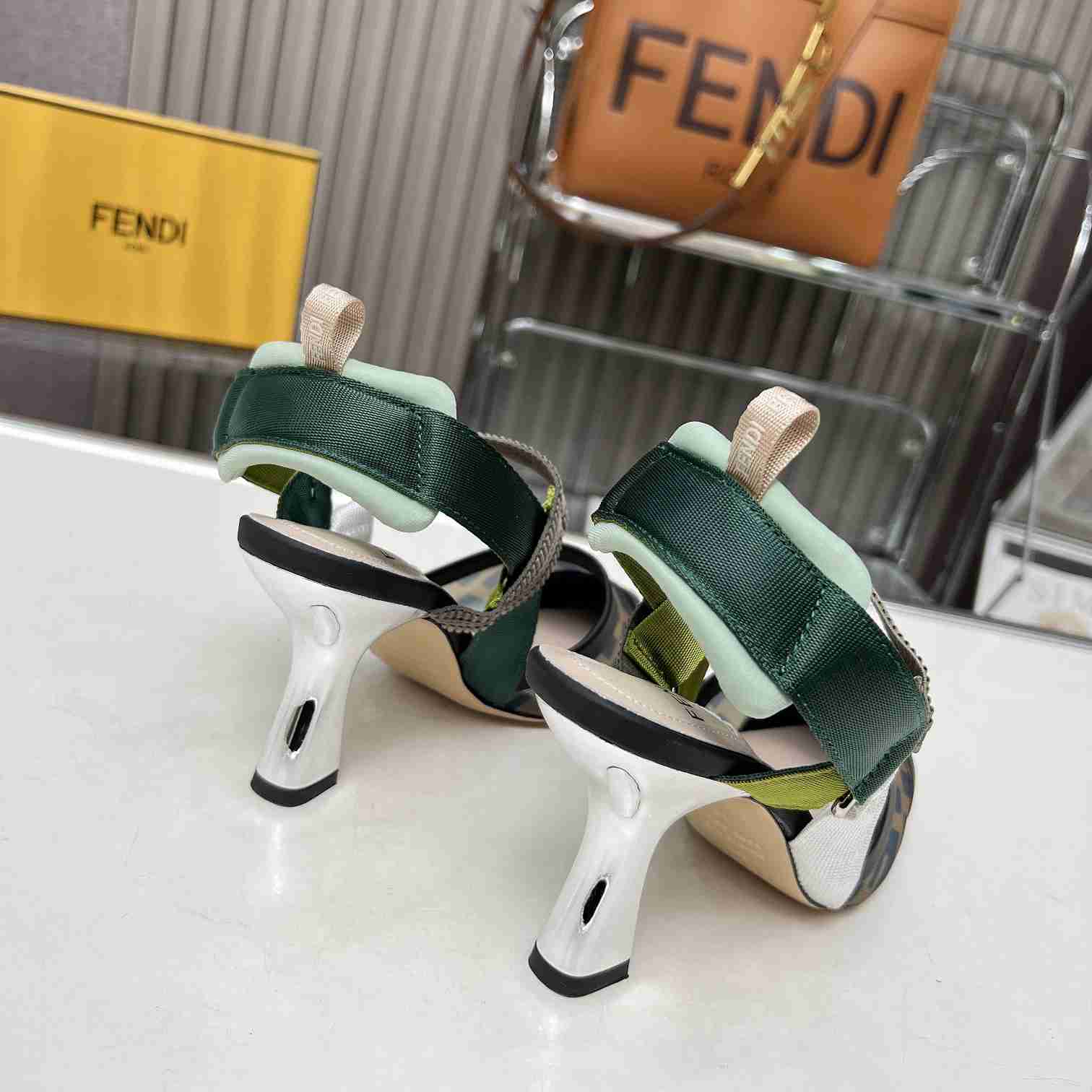 Fendi Colibrì Brown Mesh High-heeled Slingbacks - PerfectKickZ