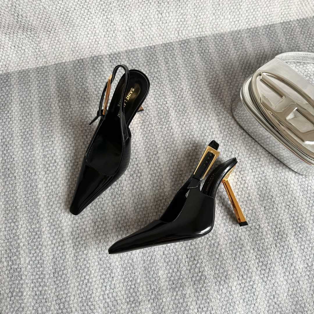 Saint Laurent Lee Slingback Pumps In Glazed Leather - 