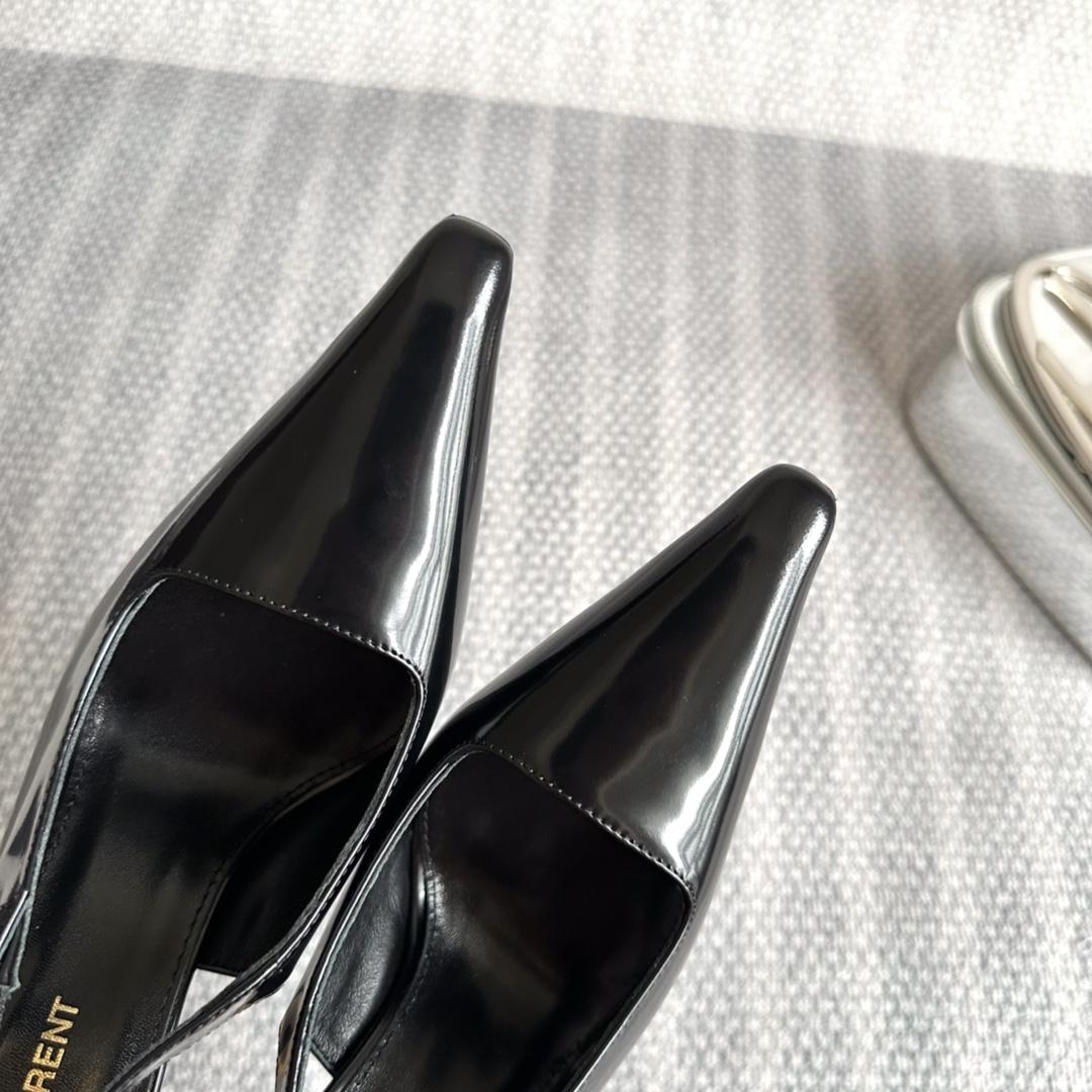 Saint Laurent Lee Slingback Pumps In Glazed Leather - 
