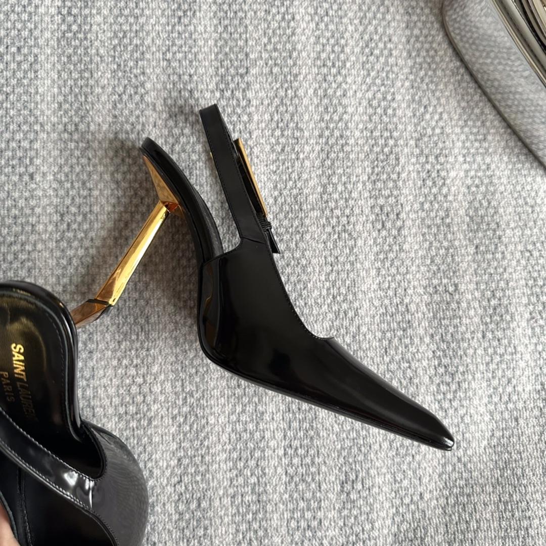 Saint Laurent Lee Slingback Pumps In Glazed Leather - 