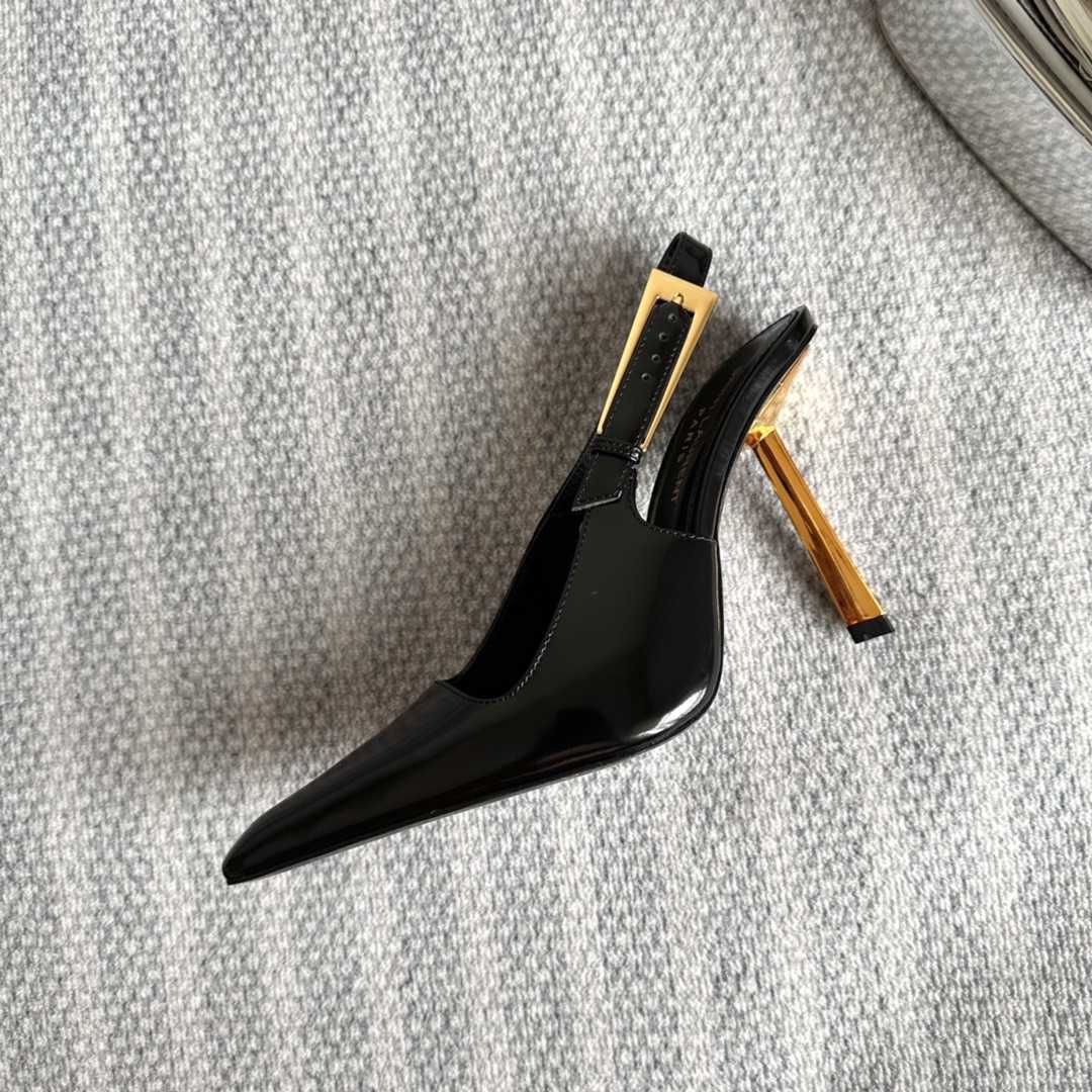 Saint Laurent Lee Slingback Pumps In Glazed Leather - 