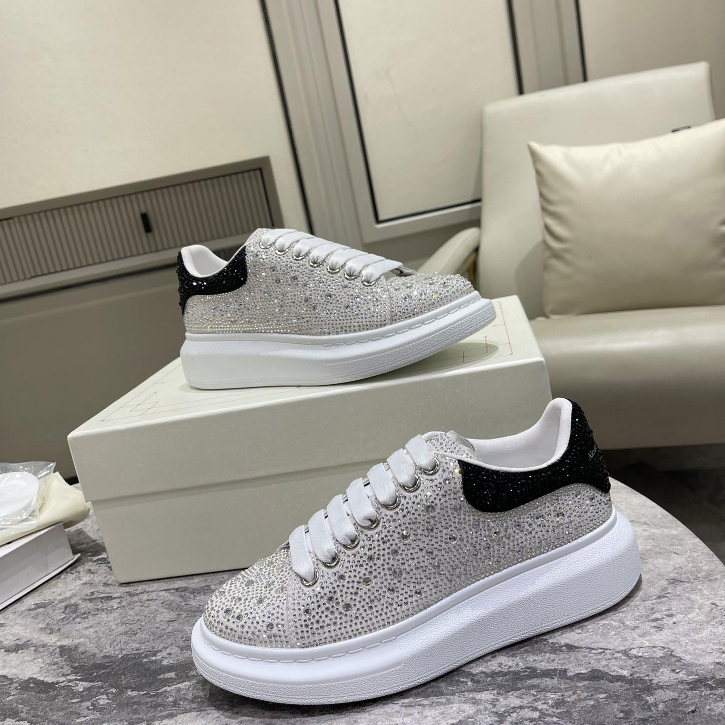 Alexander Mqueen Crystal-embellished Oversized Sneaker In White/Black - PerfectKickZ
