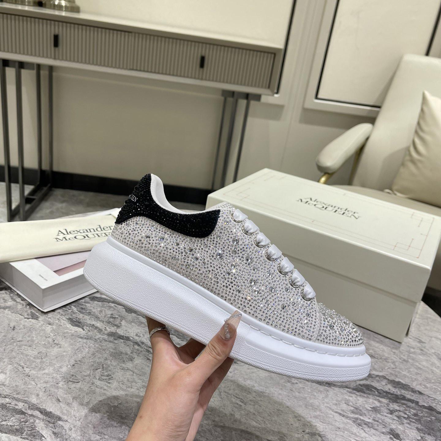Alexander Mqueen Crystal-embellished Oversized Sneaker In White/Black - PerfectKickZ