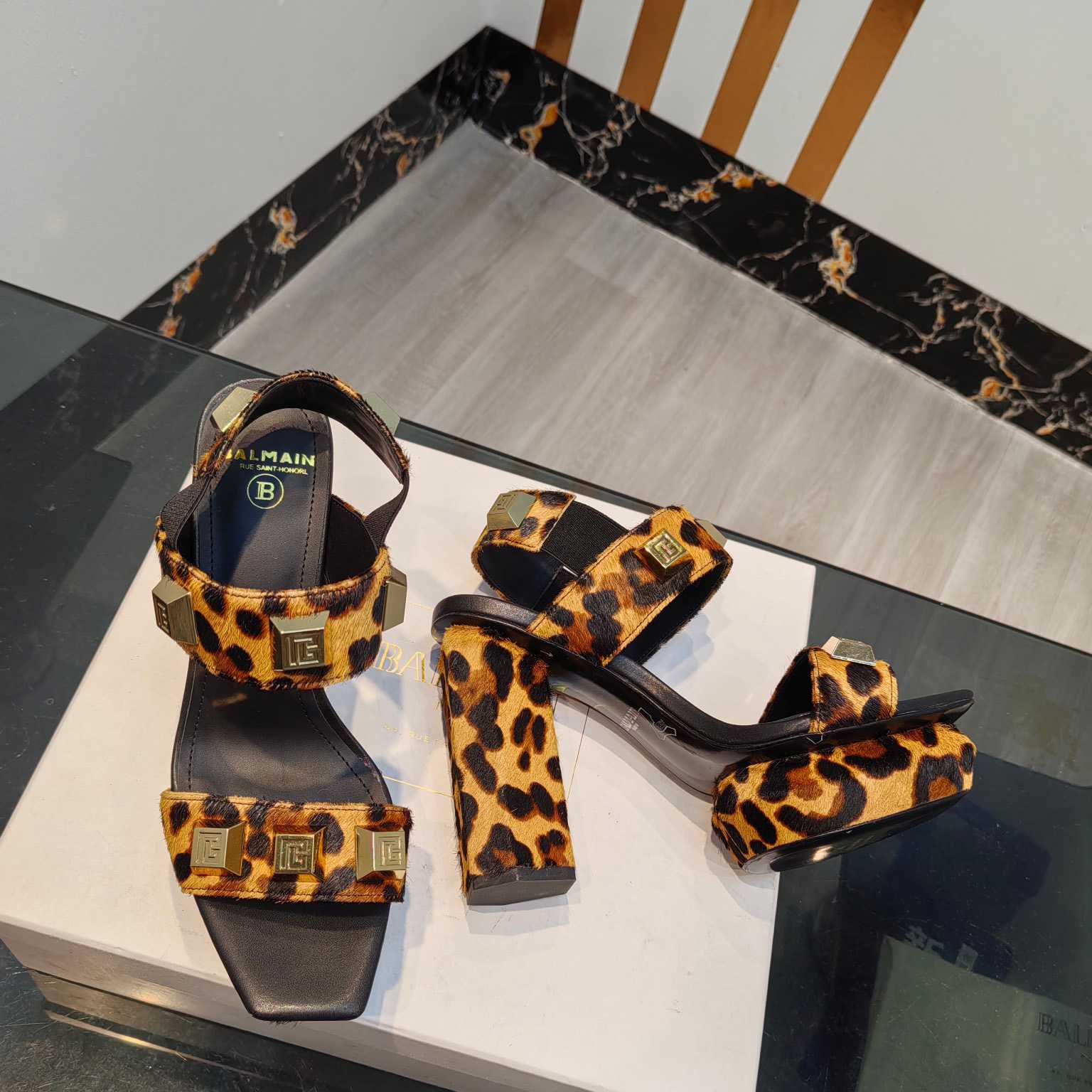 Balmain Ava Leopard-print Platform Sandals - 