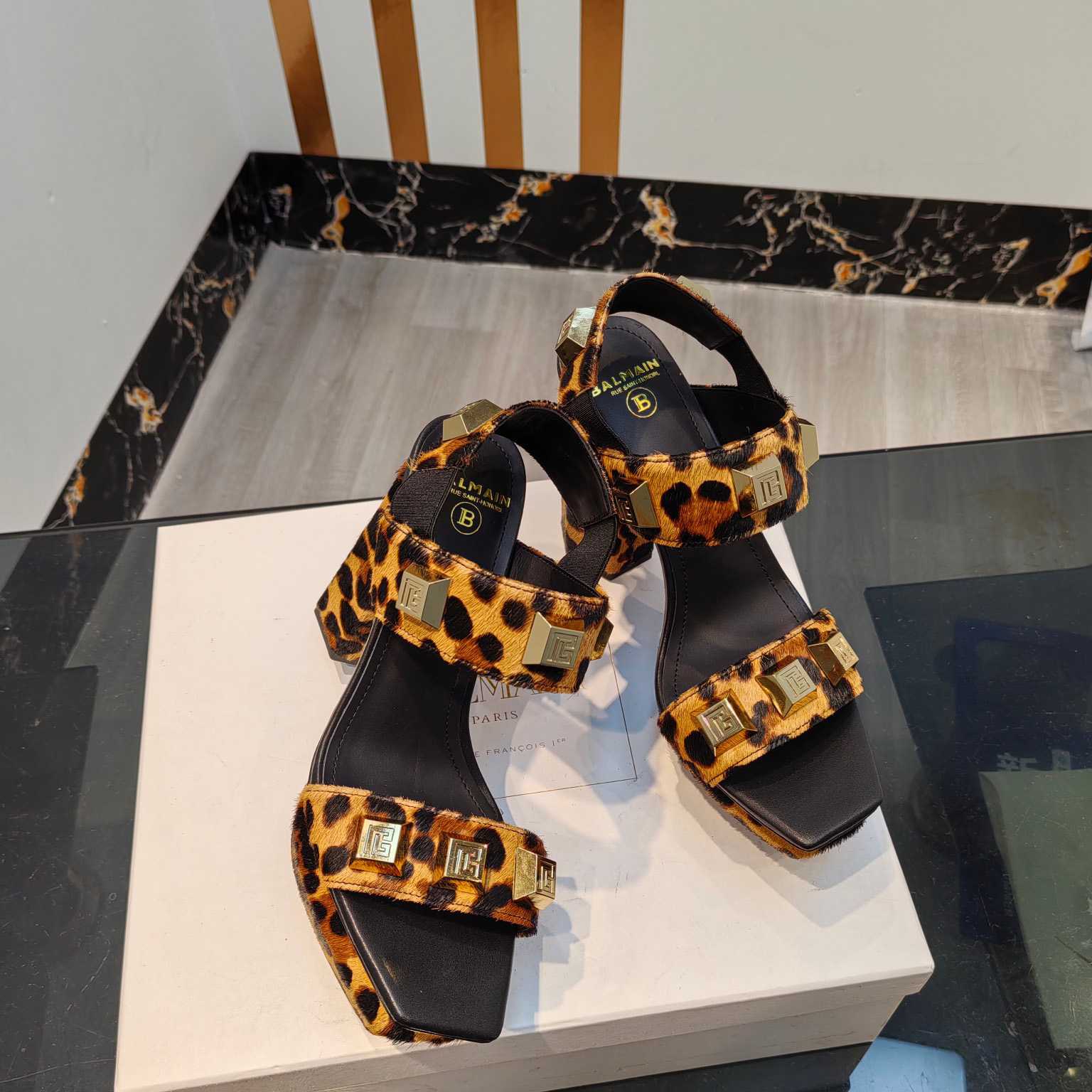 Balmain Ava Leopard-print Platform Sandals - 