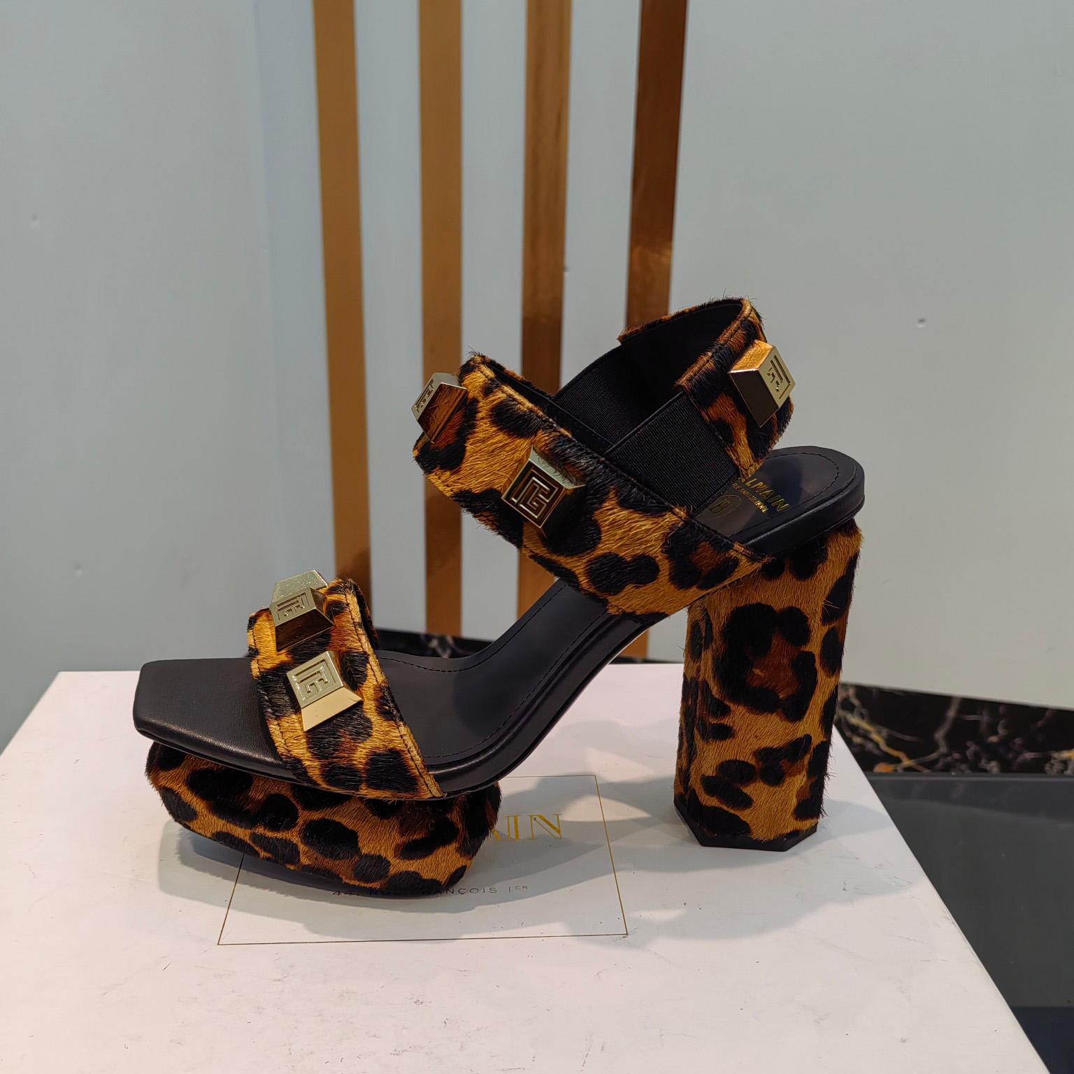 Balmain Ava Leopard-print Platform Sandals - 