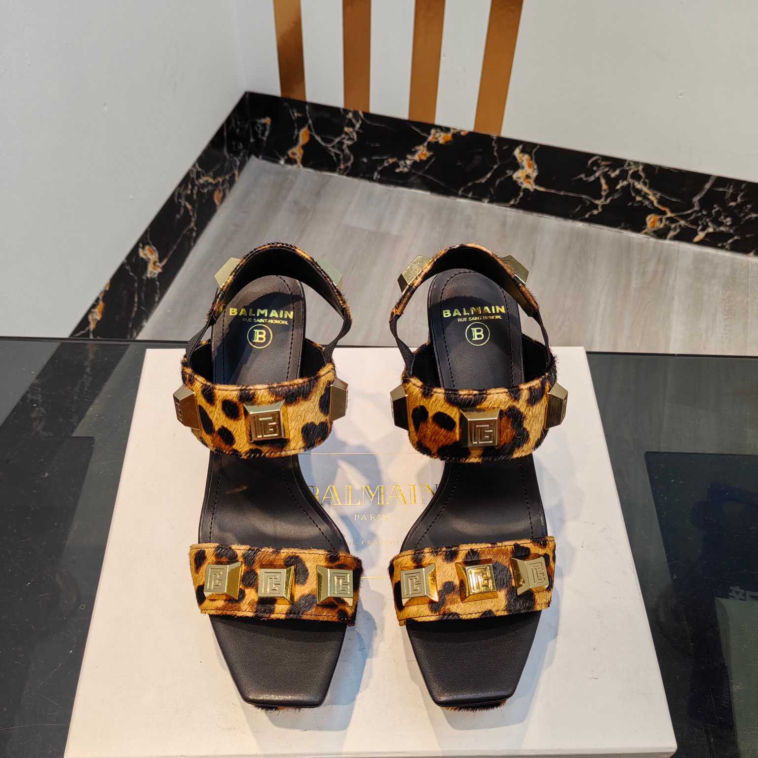 Balmain Ava Leopard-print Platform Sandals - 