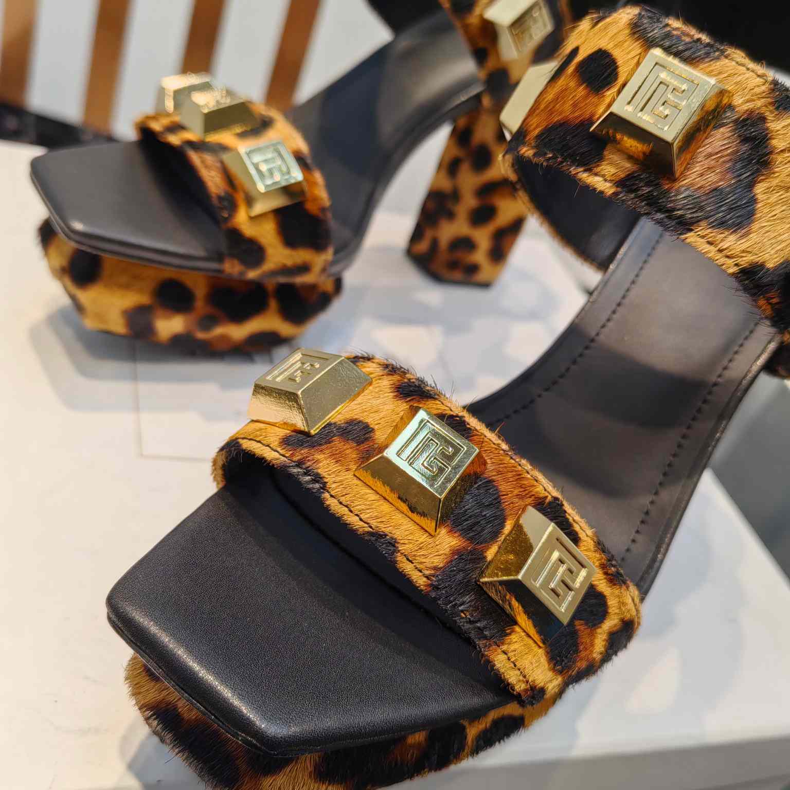 Balmain Ava Leopard-print Platform Sandals - PerfectKickZ