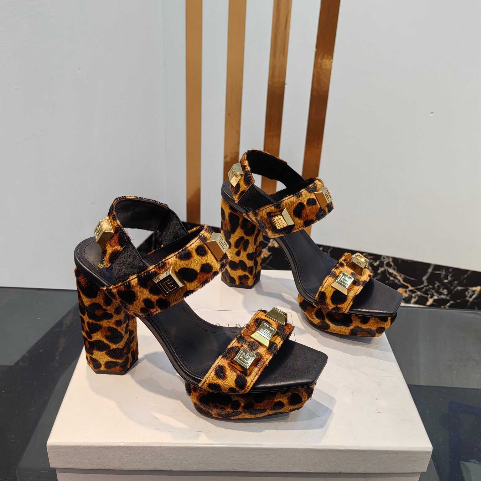 Balmain Ava Leopard-print Platform Sandals - PerfectKickZ