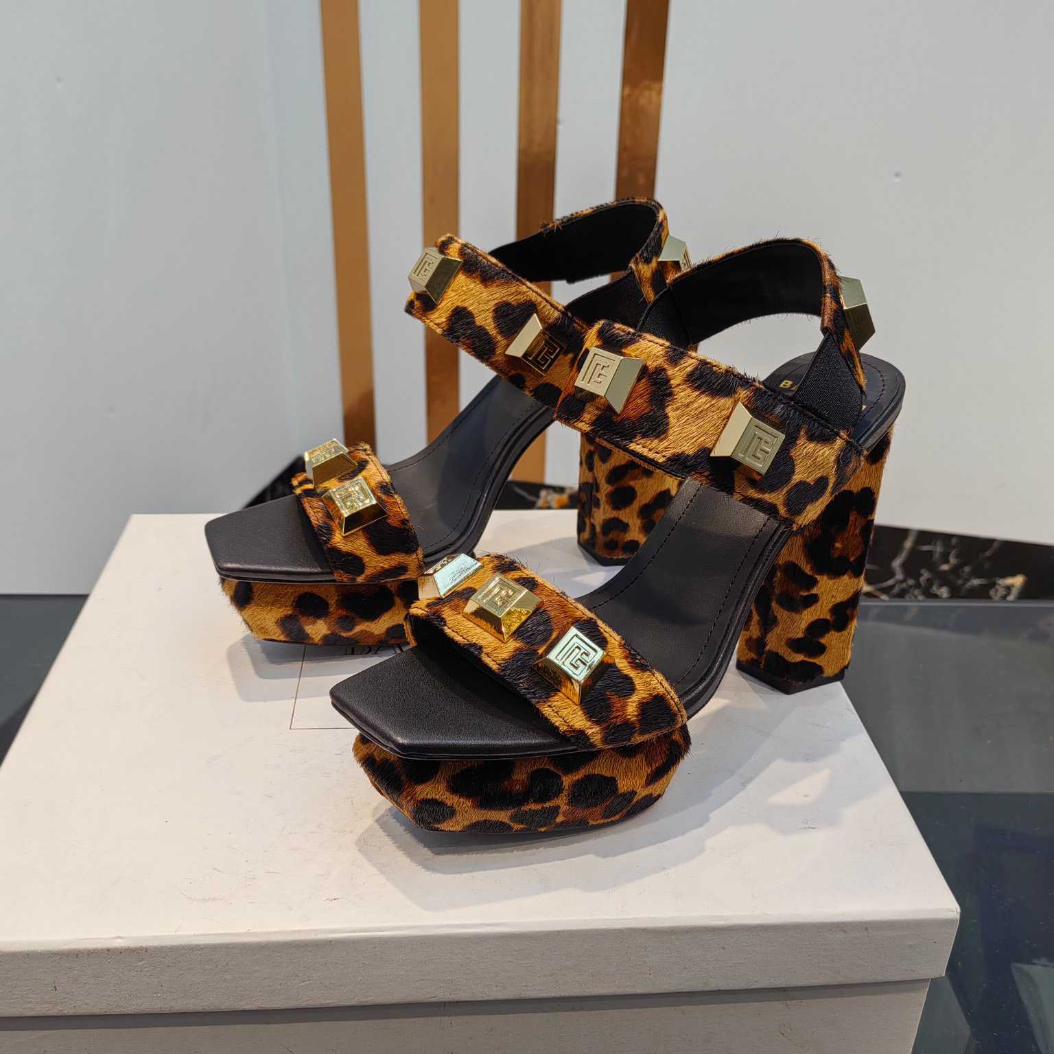 Balmain Ava Leopard-print Platform Sandals - PerfectKickZ
