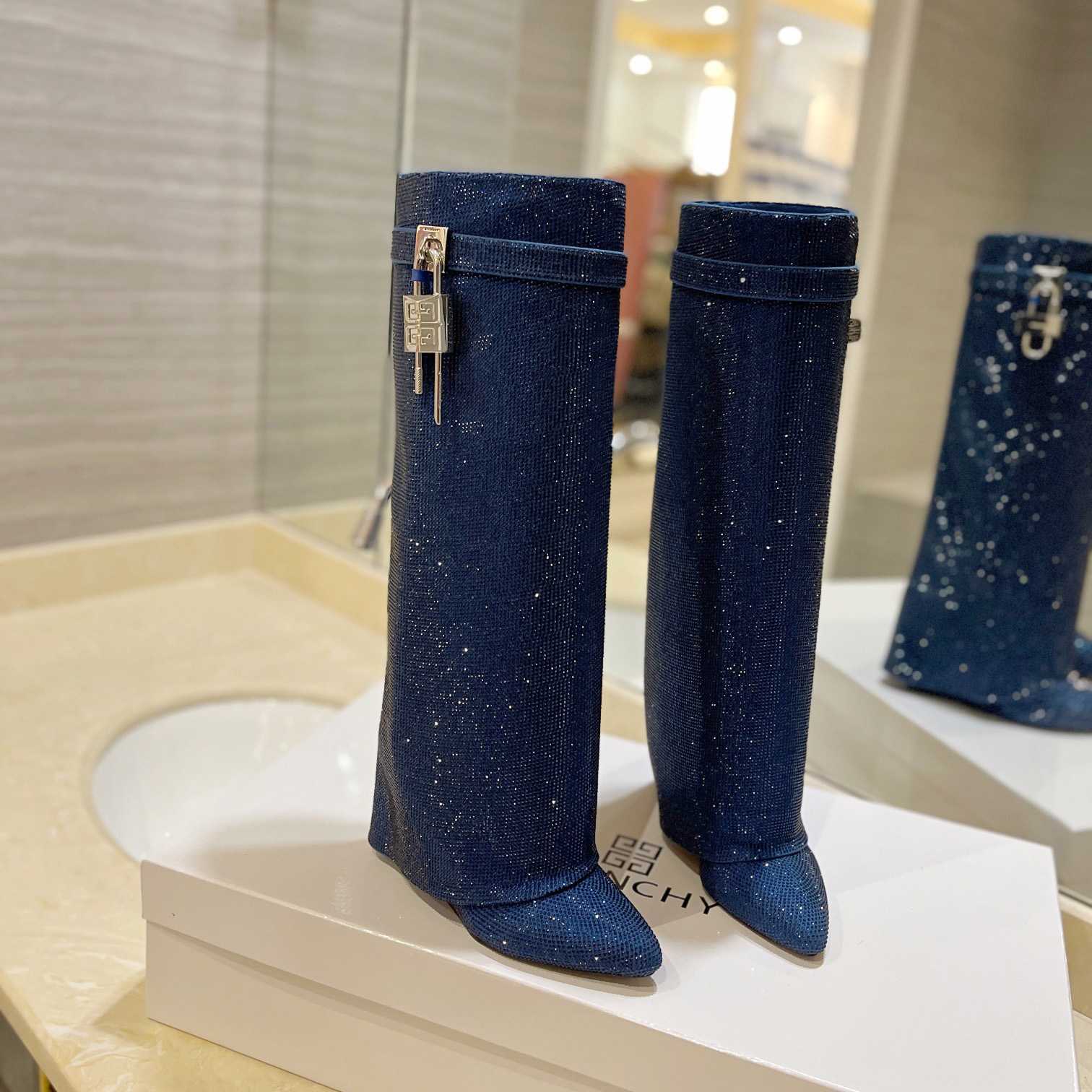 Givenchy Shark Lock Boots In Satin With Strass - PerfectKickZ