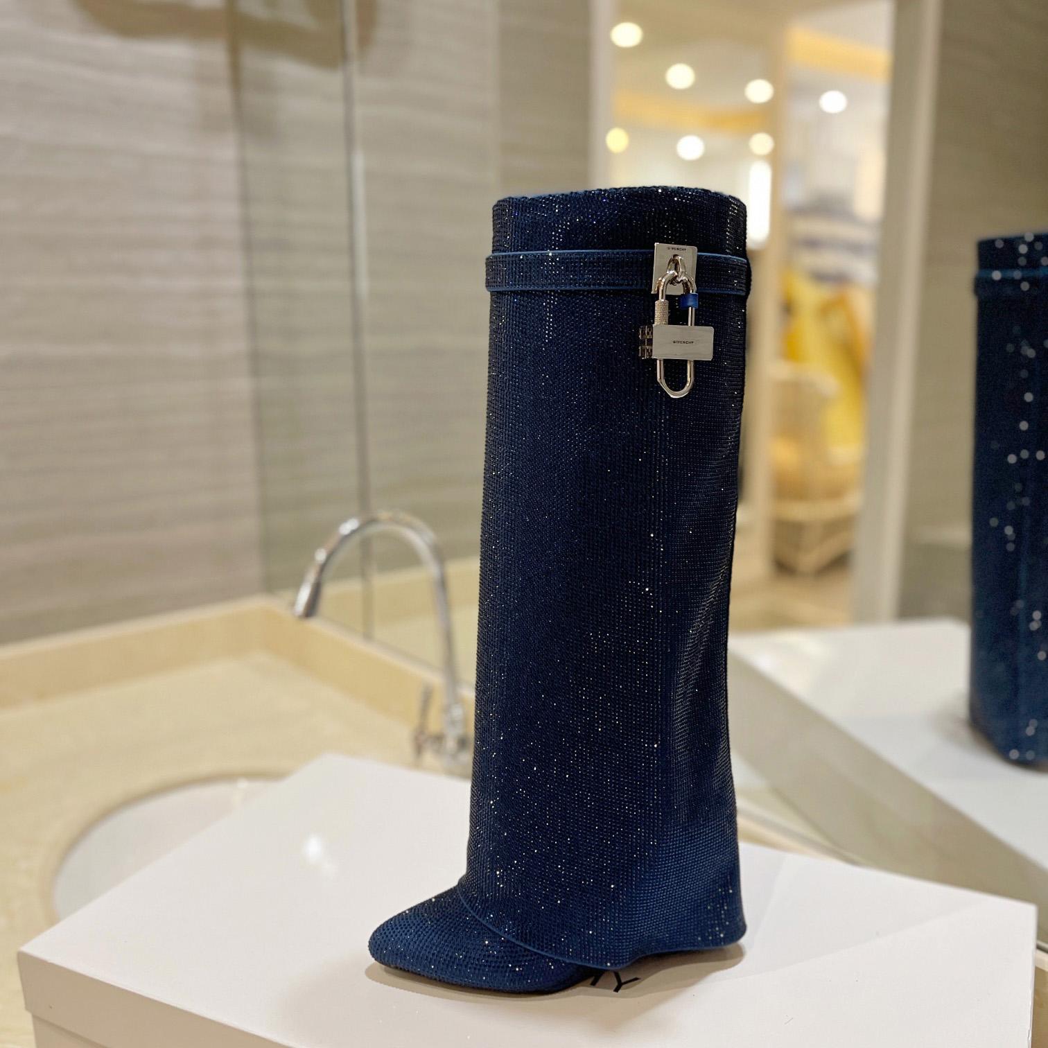 Givenchy Shark Lock Boots In Satin With Strass - PerfectKickZ