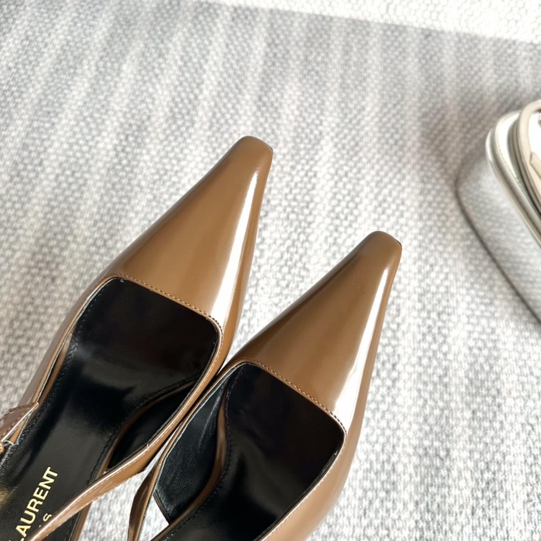 Saint Laurent Lee Slingback Pumps In Glazed Leather - PerfectKickZ
