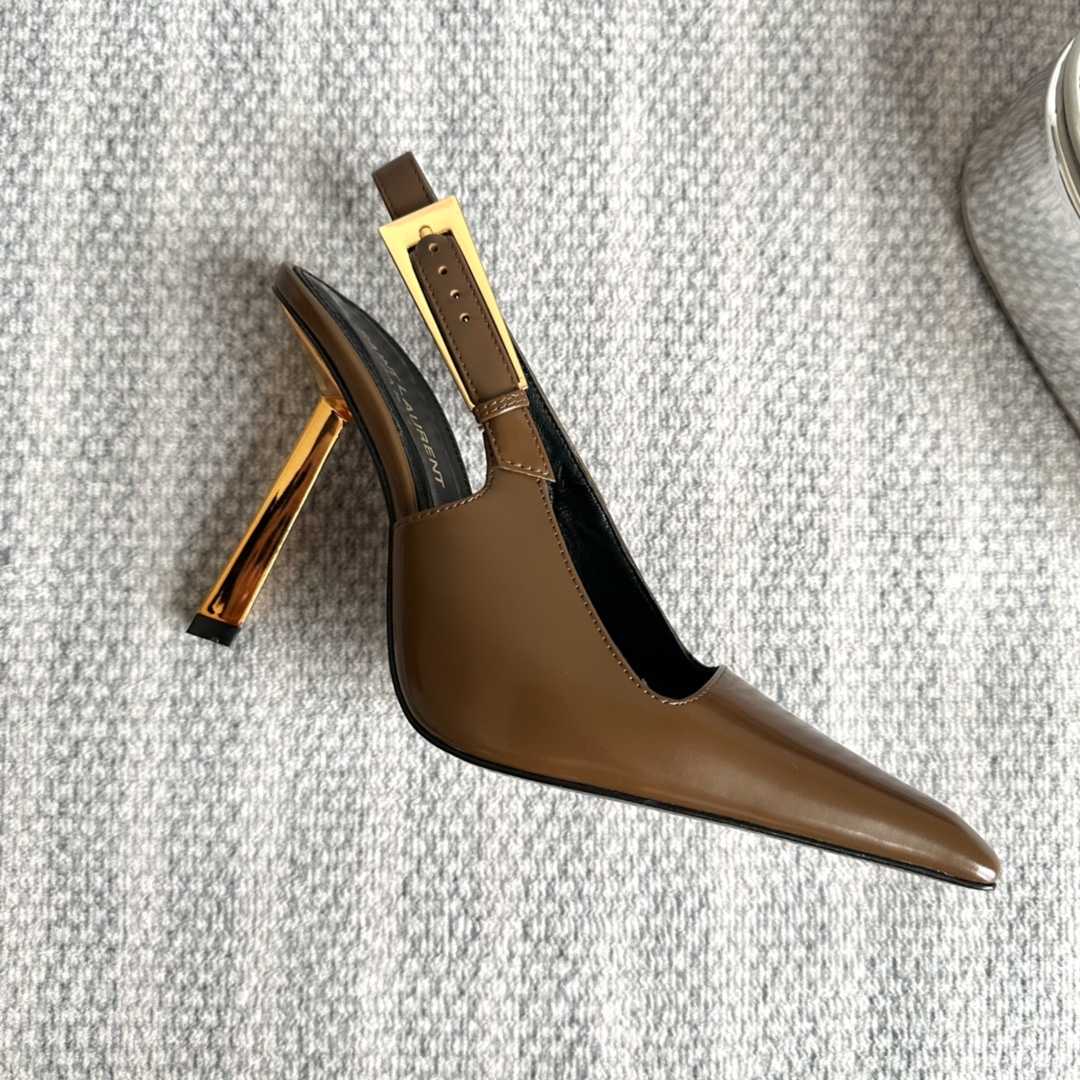 Saint Laurent Lee Slingback Pumps In Glazed Leather - PerfectKickZ
