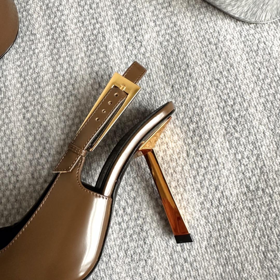 Saint Laurent Lee Slingback Pumps In Glazed Leather - PerfectKickZ