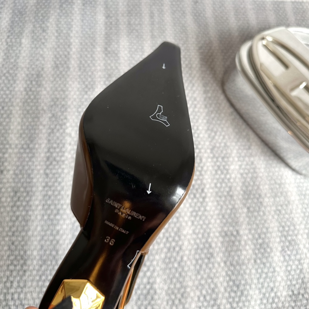 Saint Laurent Lee Slingback Pumps In Glazed Leather - PerfectKickZ