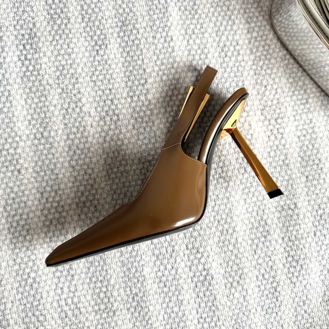 Saint Laurent Lee Slingback Pumps In Glazed Leather - PerfectKickZ