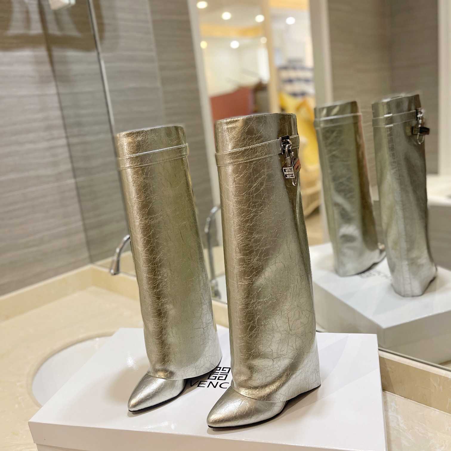 Givenchy Shark Lock Boots In Metallized Leather - PerfectKickZ