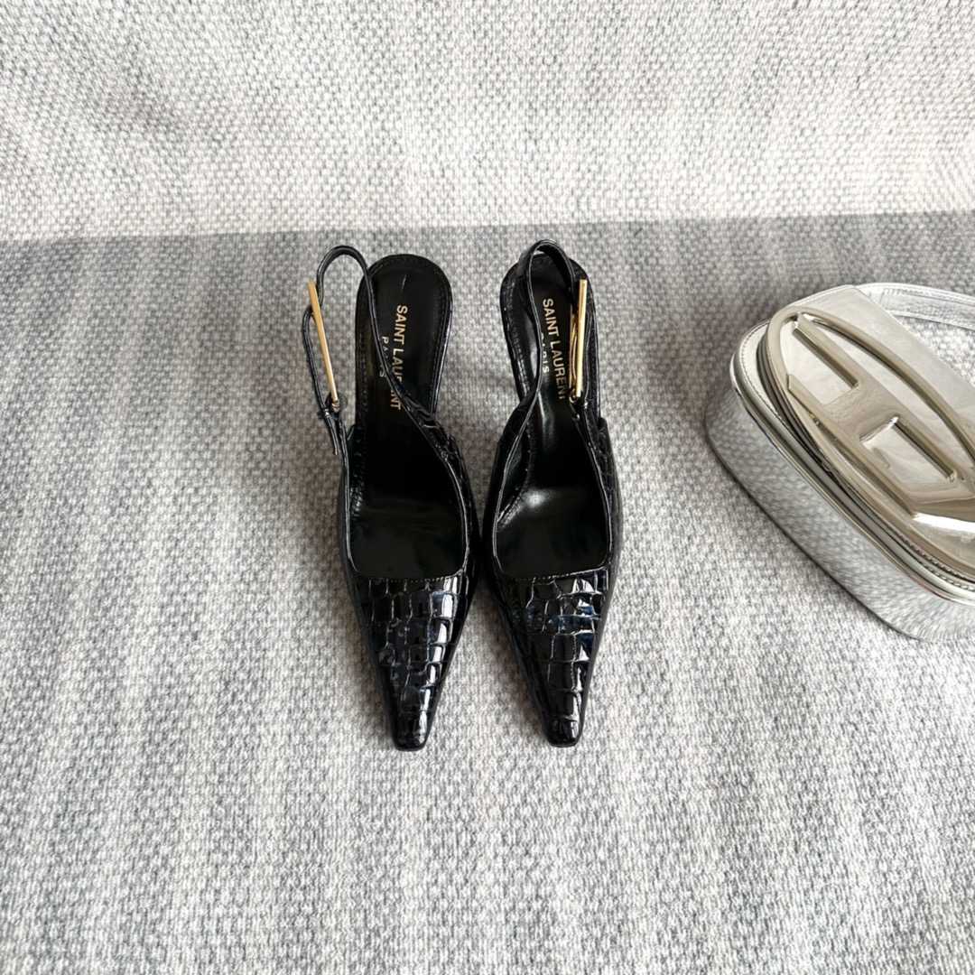 Saint Laurent Lee Slingback Pumps In Crocodile-embossed Leather   - PerfectKickZ