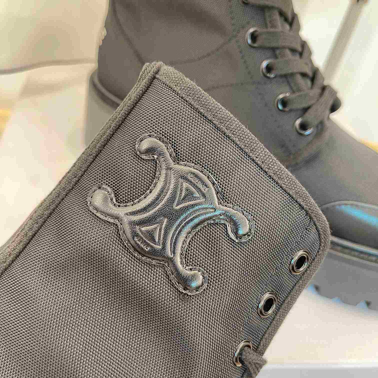 Celine Bulky Laced Up Boot In Nylon And Shiny Bull - PerfectKickZ