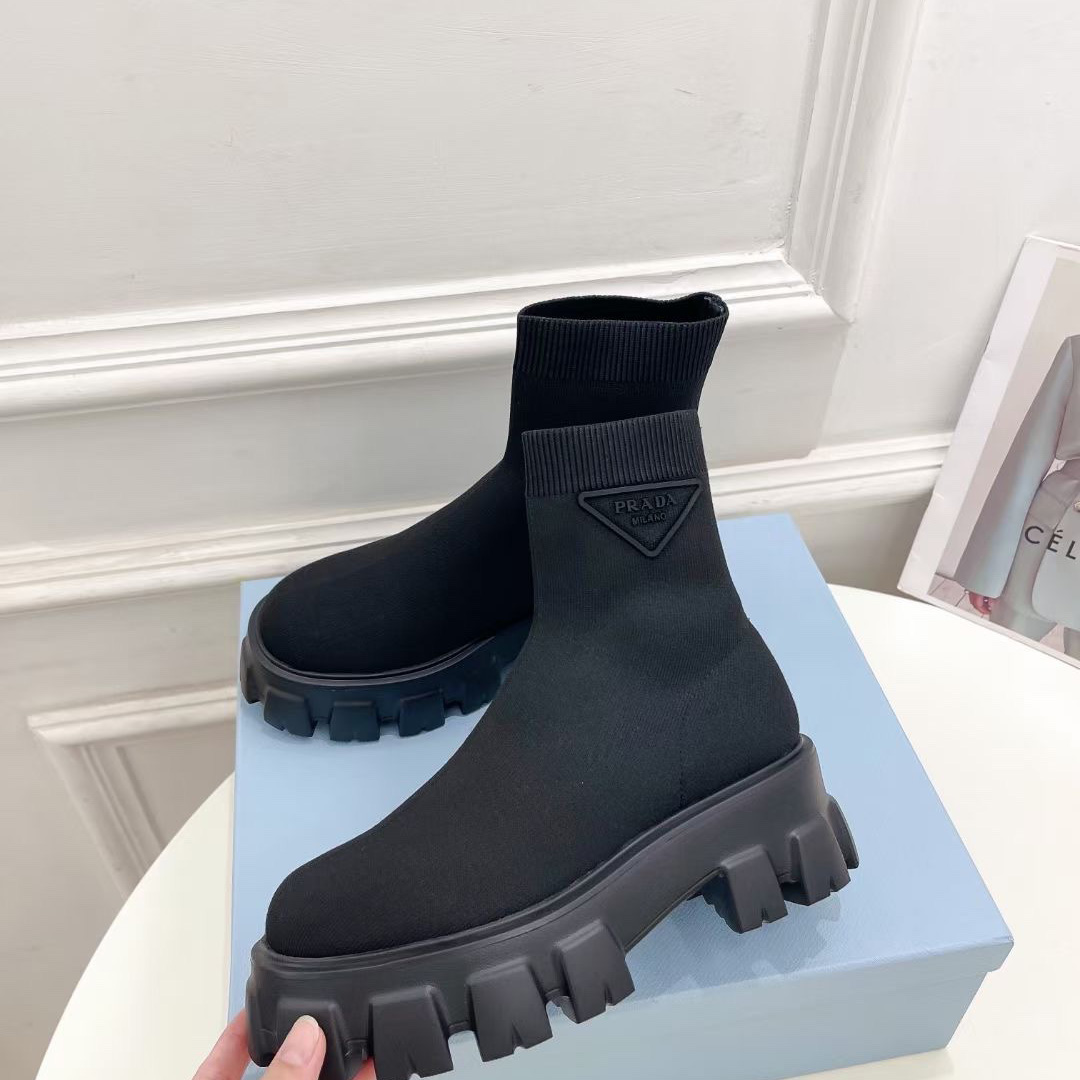 Prada Monolith Knit Booties - 