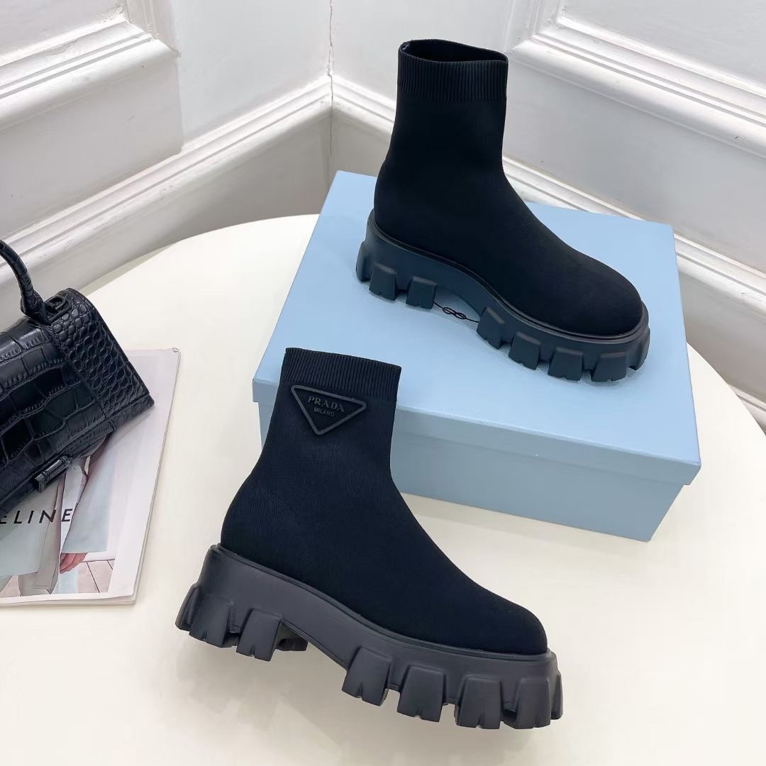 Prada Monolith Knit Booties - 