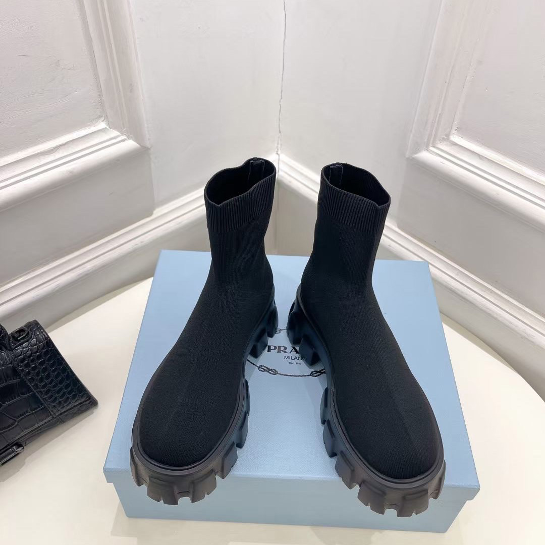 Prada Monolith Knit Booties - 