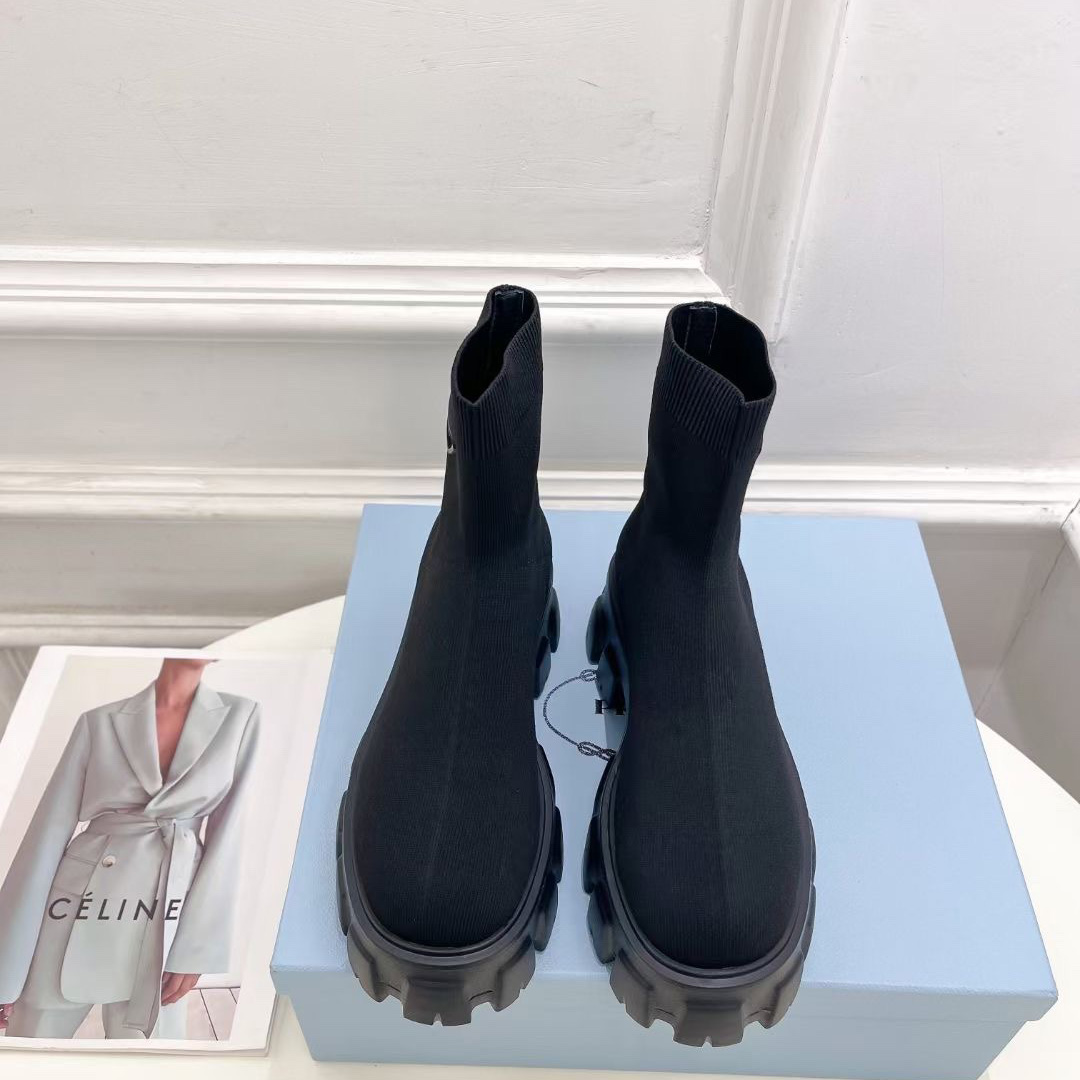 Prada Monolith Knit Booties - 