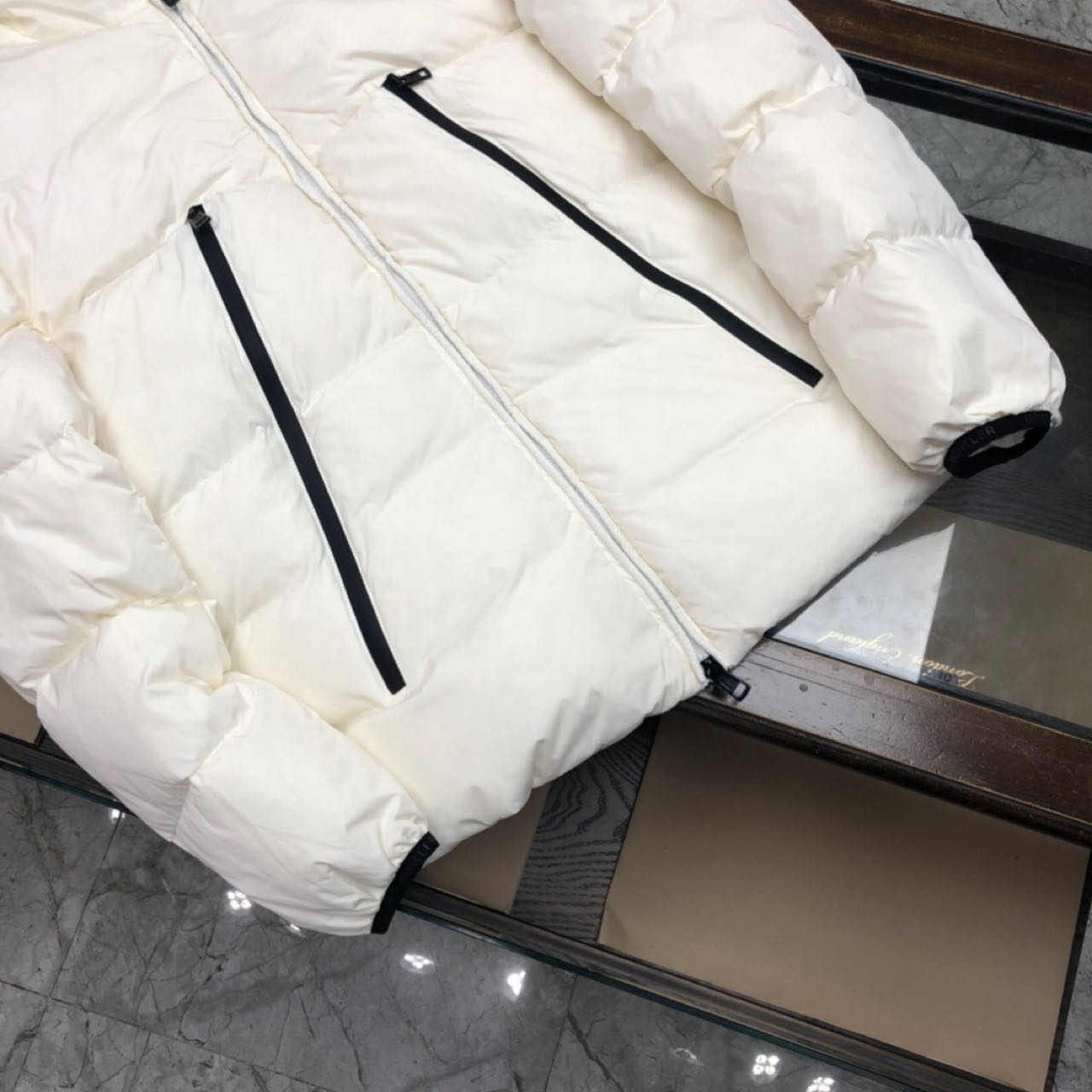 Moncler White Down Montcla Jacket - PerfectKickZ