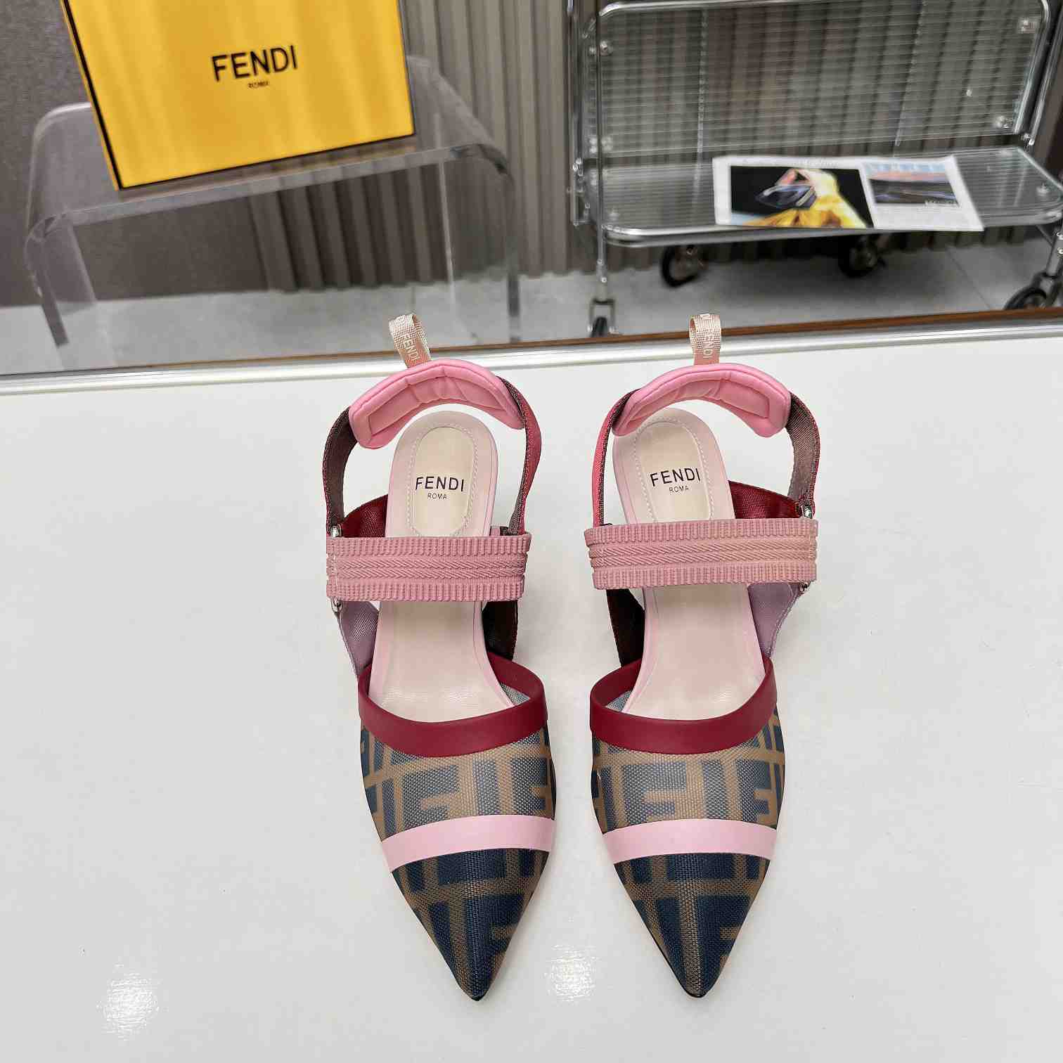 Fendi Colibrì Brown Mesh High-heeled Slingbacks - PerfectKickZ