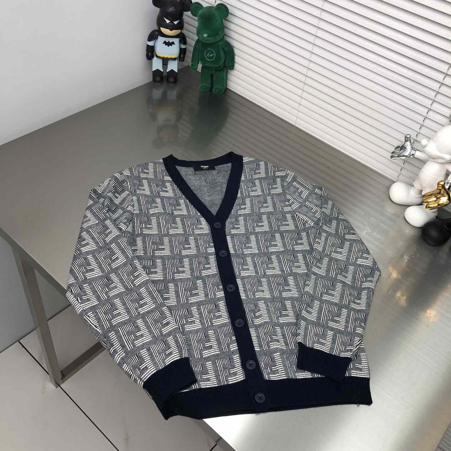 Fendi Blue Wool Cardigan - PerfectKickZ